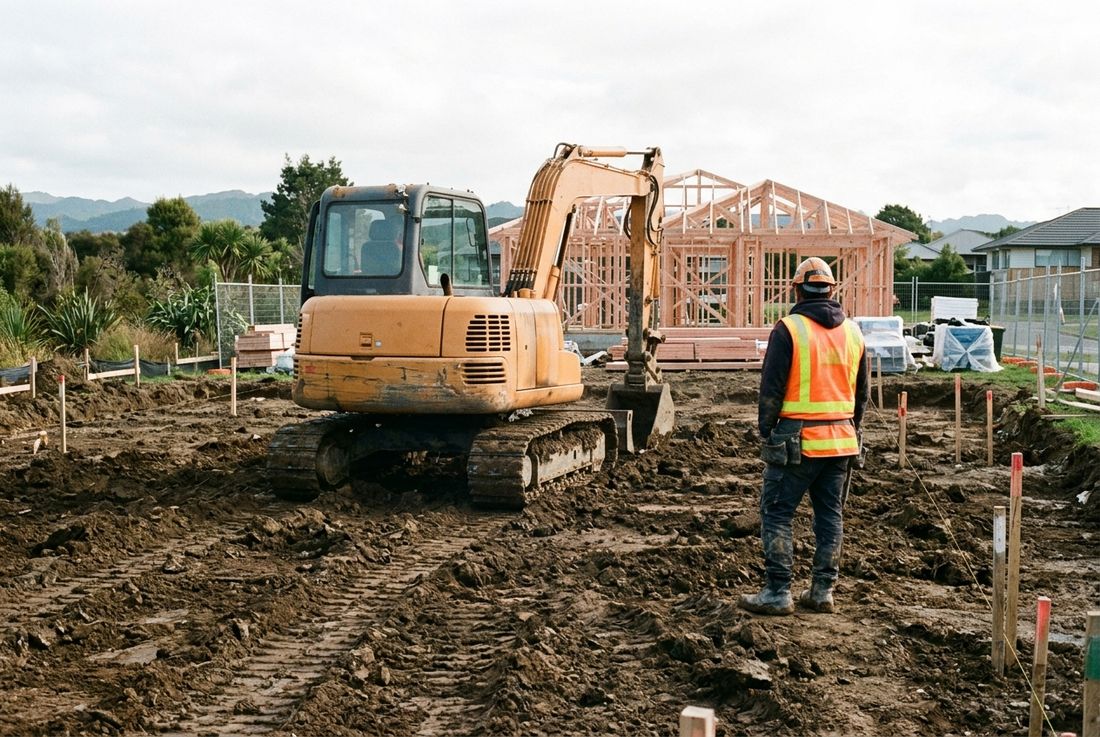 Excavator on a building site